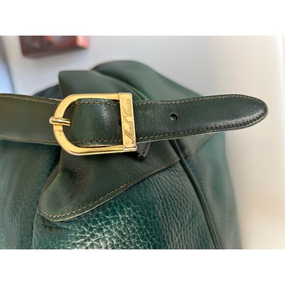 Vintage Mark Cross Rare Large Emerald Green Leather Backpack Italy #132 0700 - Picture 7 of 16